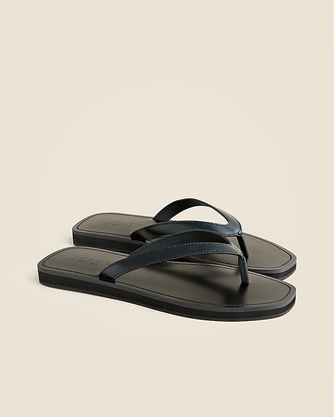 Wide Thong Sandals in Leather
