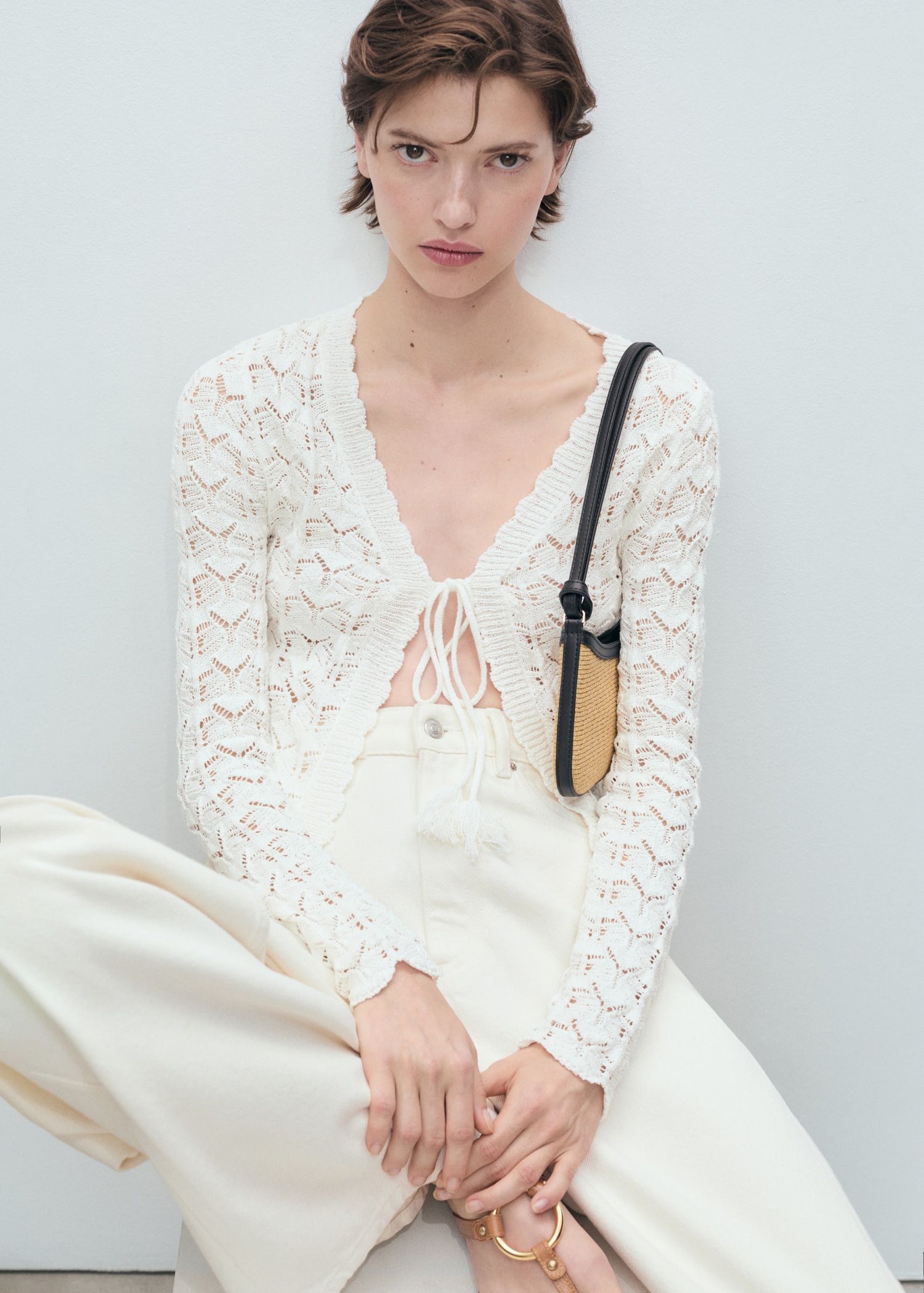 Crochet Cardigan With Bow Closure - Women | Mango Usa