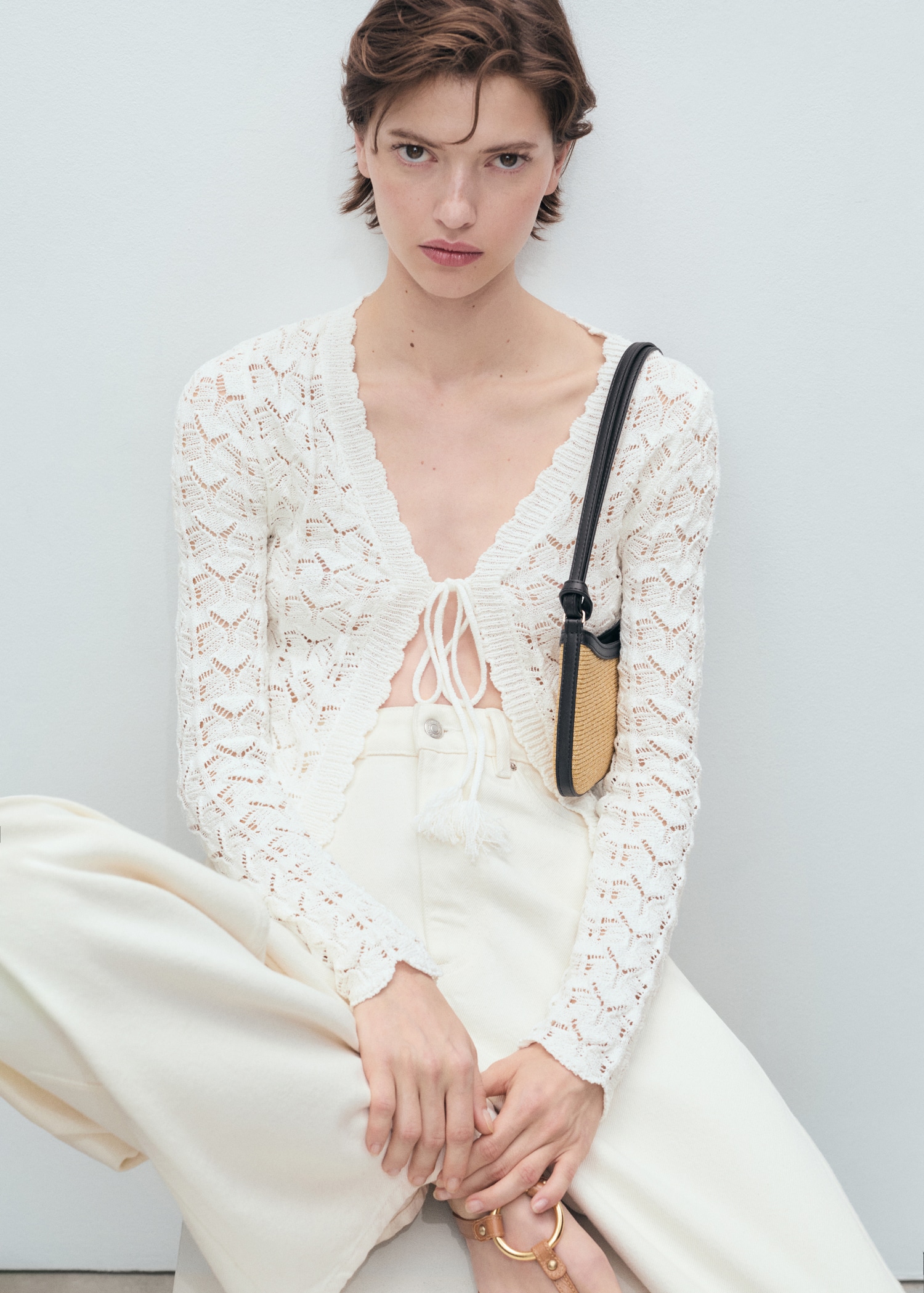 Crochet Cardigan With Bow Closure - Women | Mango Usa