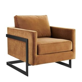 Posse Performance Velvet Accent Chair Black Cognac