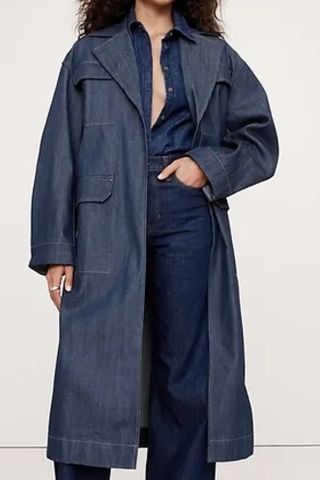 Oversized Denim Trench Coat