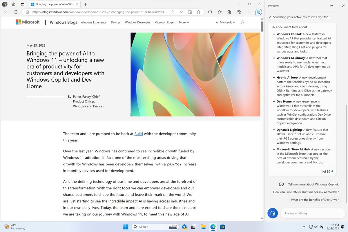 Windows Copilot in preview