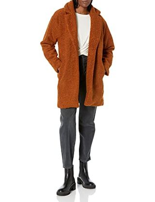 Amazon Essentials Women's Teddy Bear Fleece Oversized-Fit Lapel Jacket (previously Daily Ritual), Caramel, Large