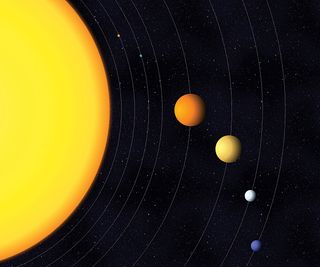 Figure 4: Each planet's gradient has been set to make it look like a sphere. Here, the four giant planets are clearly visible