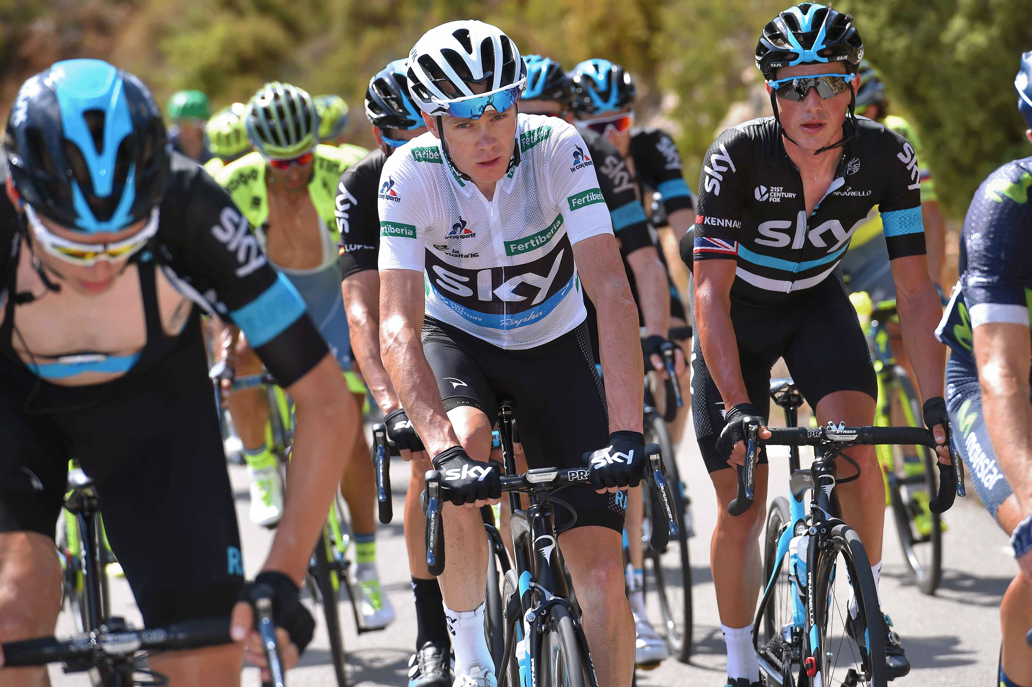 Cycling: 71st Tour of Spain 2016 / Stage 17 Christopher FROOME (GBR) White Combination Jersey/ Peter KENNAUGH (GBR)/ Team SKY (GBR)/ Castellon - Llucena Camins del Penyagolosa 980m (177,5km)/ La Vuelta / (Photo by Tim de Waele/Tim De Waele/Corbis via Getty Images)