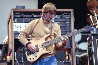 Phil Lesh performs with the Grateful Dead at the Shoreline Amphitheatre in Mountain View, California on May 12, 1991