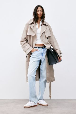 Double-Breasted Twill Trench Coat