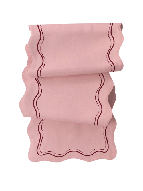 Embroidered Scallop Table Runner