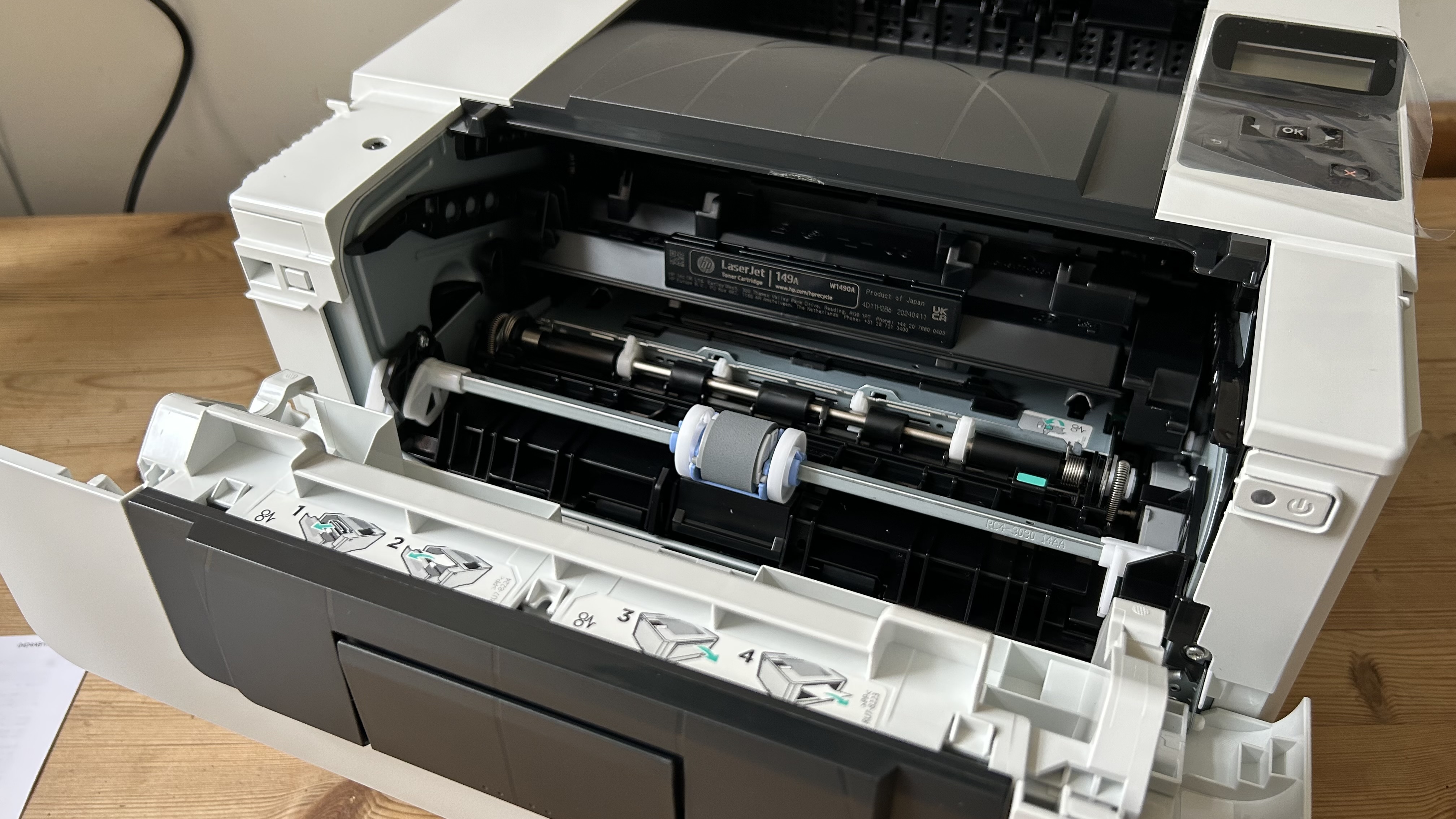 HP LaserJet Pro 4002dn on a white background