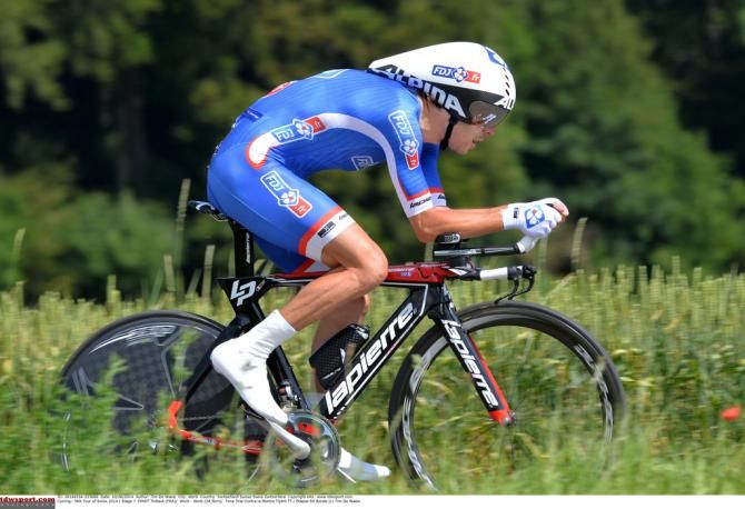 Thibaut Pinot (FDJ) crosses the lin