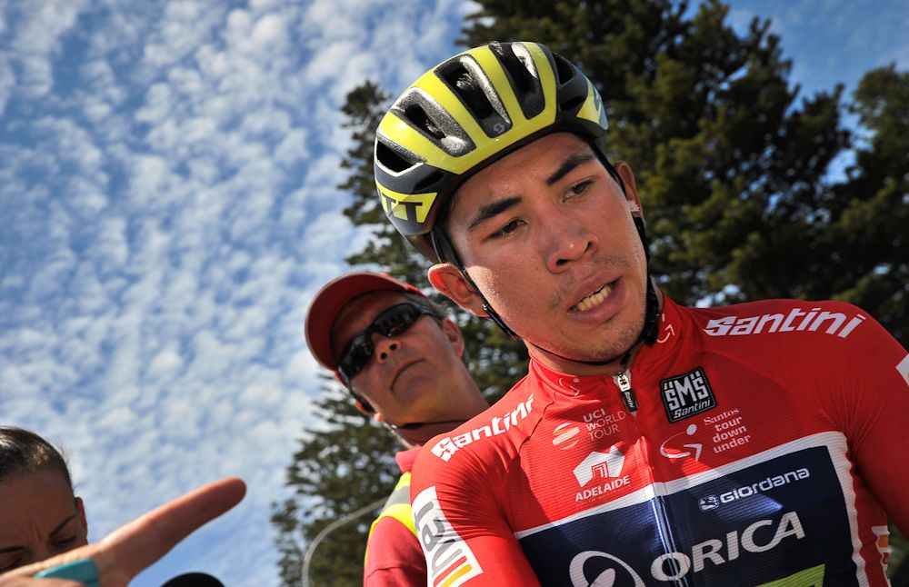 Caleb Ewan after winning stage 3 at the Tour Down Under
