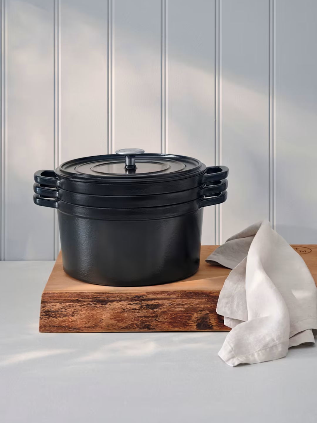 A three-piece cast iron stacking set from M&amp;amp;S x Tom Kerridge