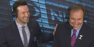 Tony Romo and Jim Nantz calling a game on CBS