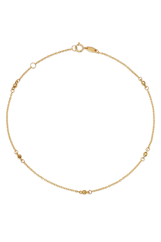 Beaded Ankle Bracelet in 14K Gold 