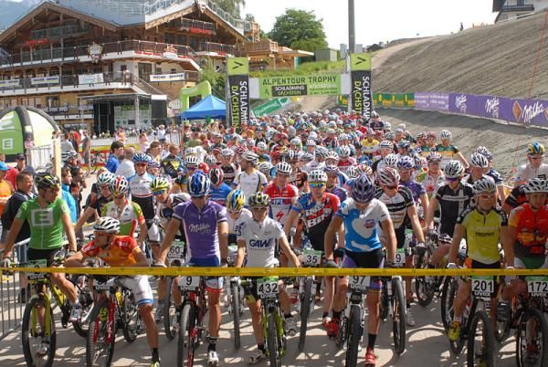 The start of stage 4 of the AlpenTour Trophy