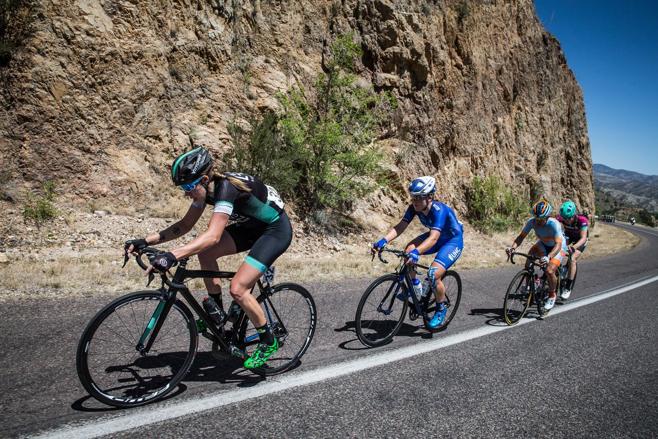 Lindsay Bayer (Hagens Berman) leads the break during stage 2 at Tour of the Gila.