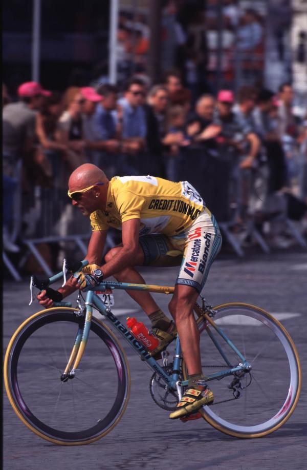 Marco Pantani in yellow at the 1998 Tour de France.