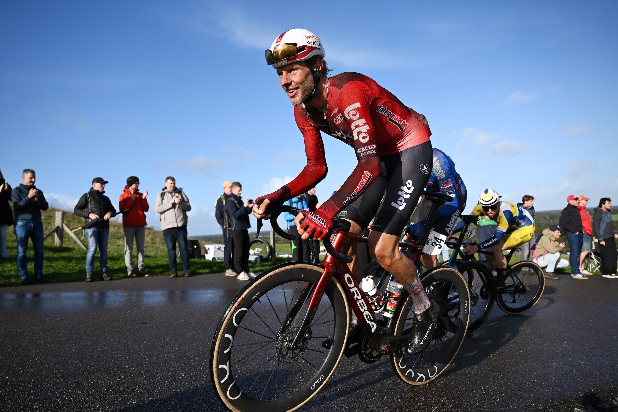Taco Van Der Hoorn of Lotto Intermarche riding the Col du Vam during the Eneco Tour