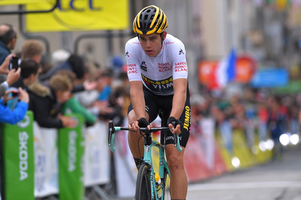 Wout Van Aert finishes stage 2 at the Criterium du Dauphine
