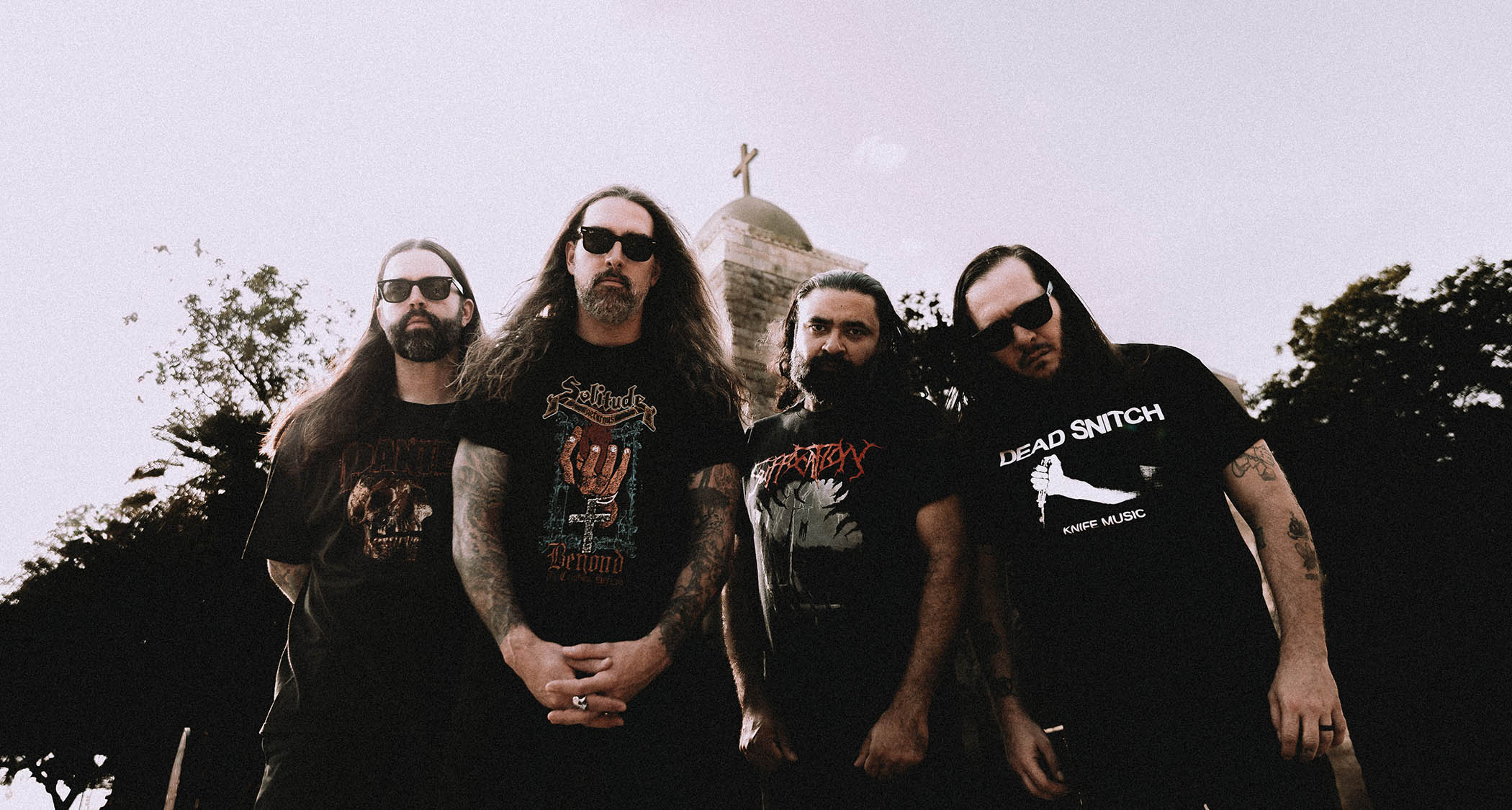 An outdoor portrait of US doom metal band Spirit Adrift