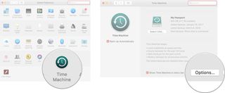 Click on Time Machine, then click Options