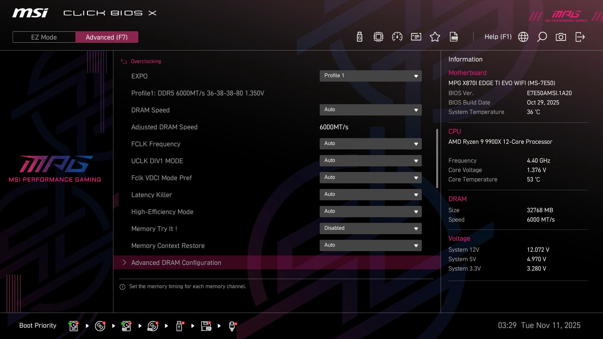 MSI X870I Edge Ti Evo Wifi - BIOS
