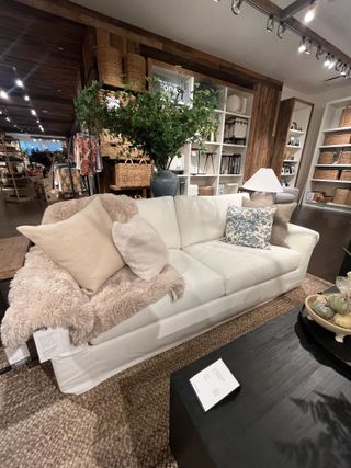 pottery barn sofa in a pottery barn store