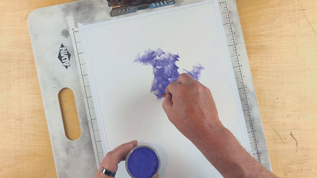 Image of a charcoal abstract character art in progress
