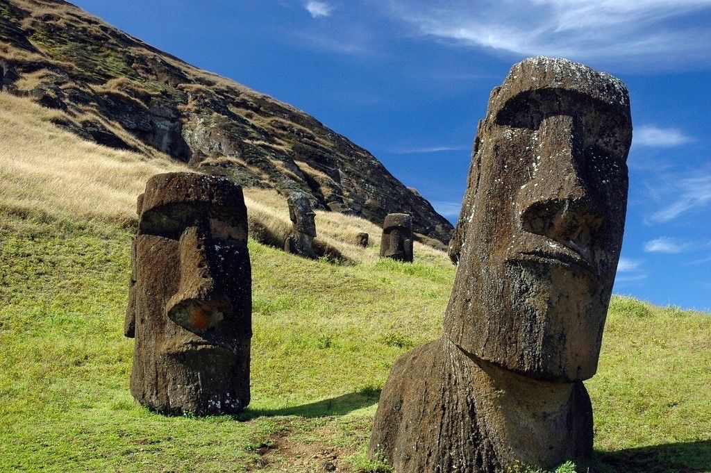 Easter Island is known for these iconic Moai statues, as well as mysteries surrounding the inhabitants of the island.