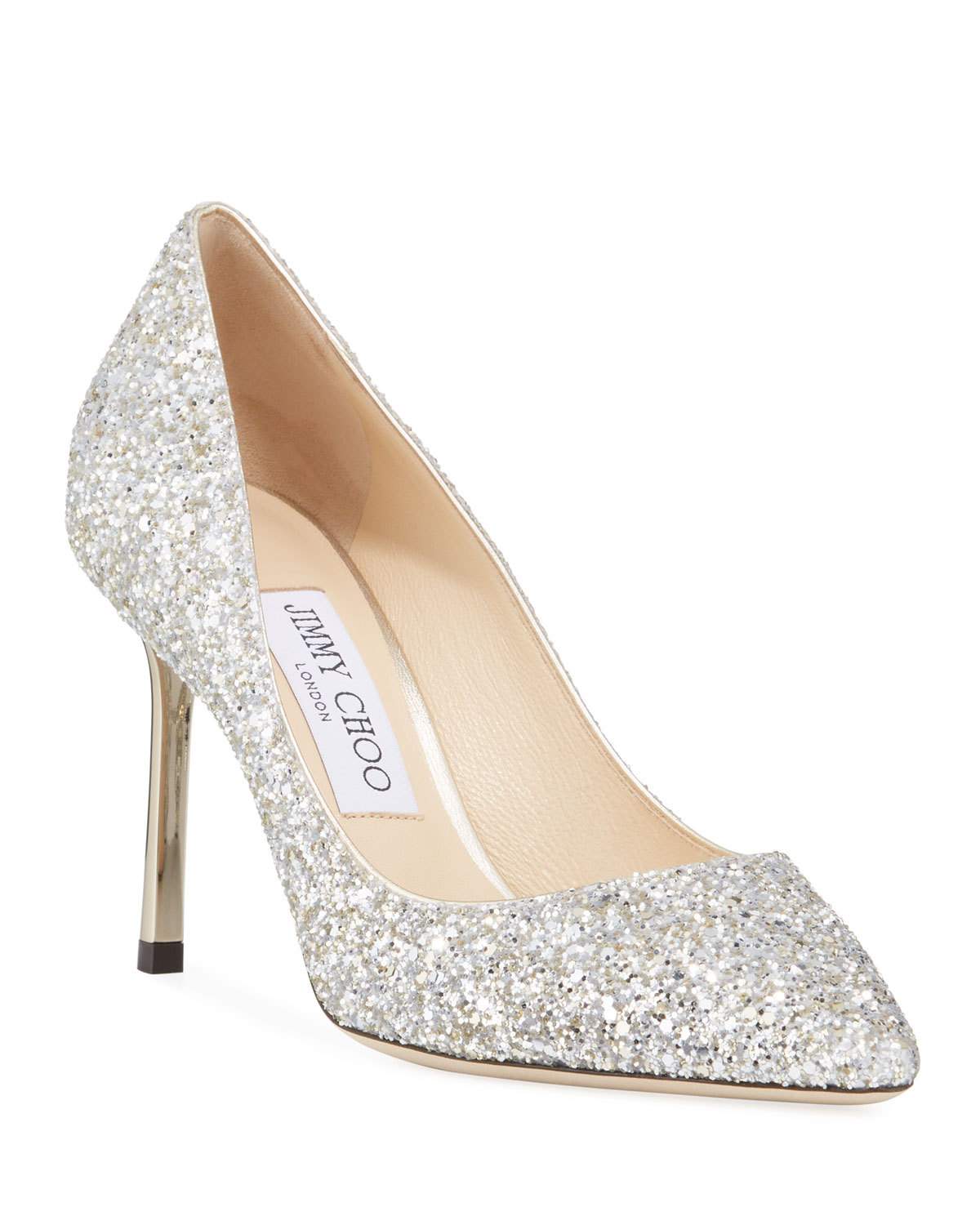 Romy Glittered Metallic-Heel Pumps