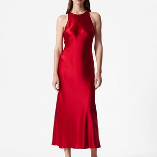 Sleeveless Satin Midi Dress