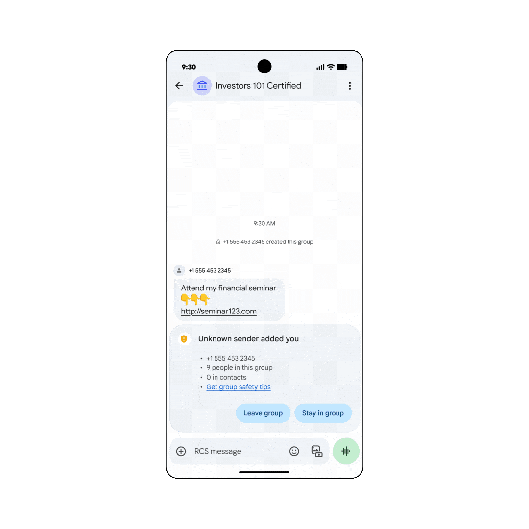 Leaving a group message