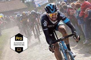 Bradley Wiggins (Team Sky) on the attack at Paris-Roubaix