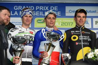 The 2017 Grand Prix Cycliste la Marseillaise podium