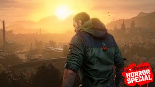 Kyle Crane looks out at the horizon in Dying Light: The Beast with the GR+ Horror Special badge