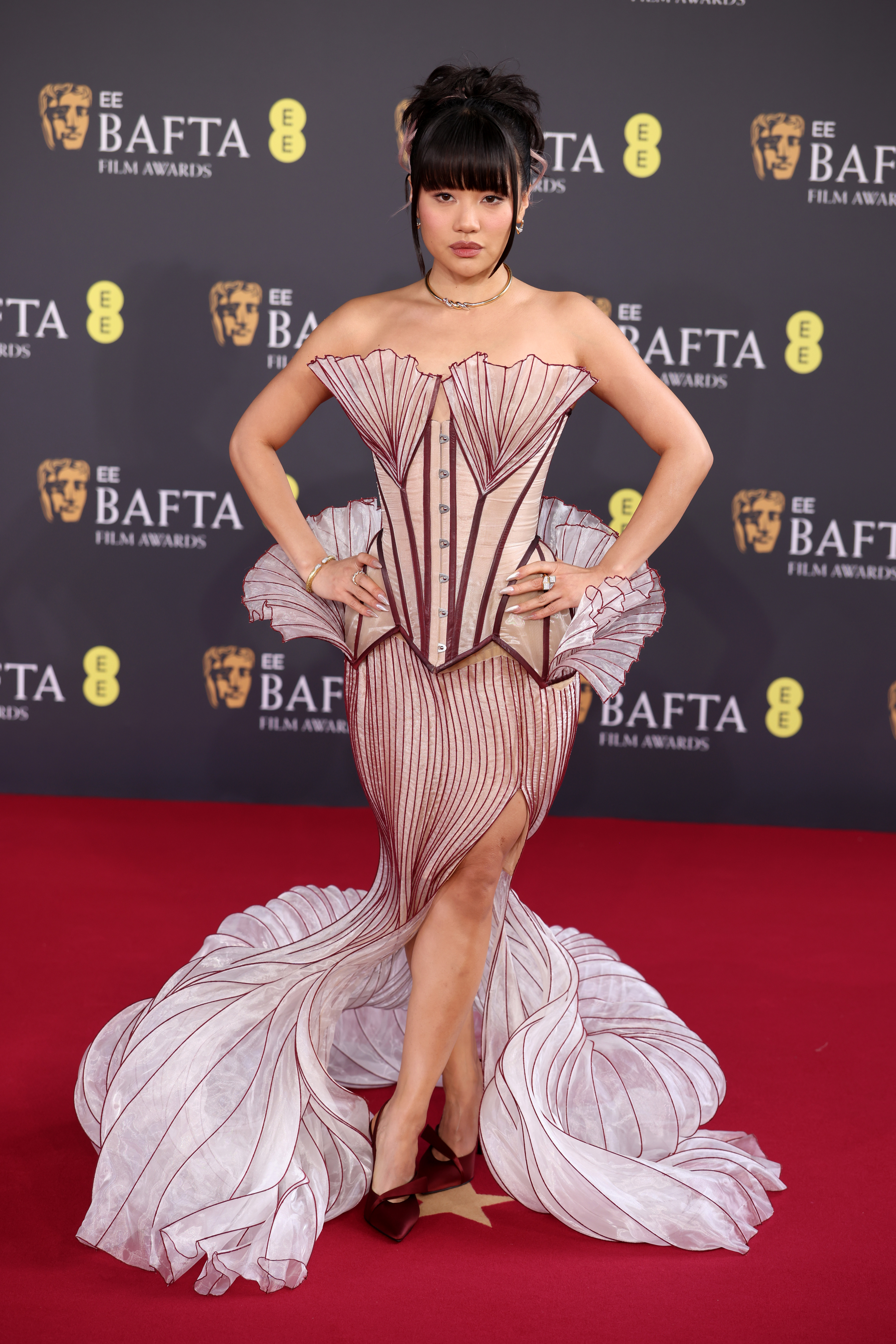 Rei Ami attends the 2026 EE BAFTA Film Awards at The Royal Festival Hall