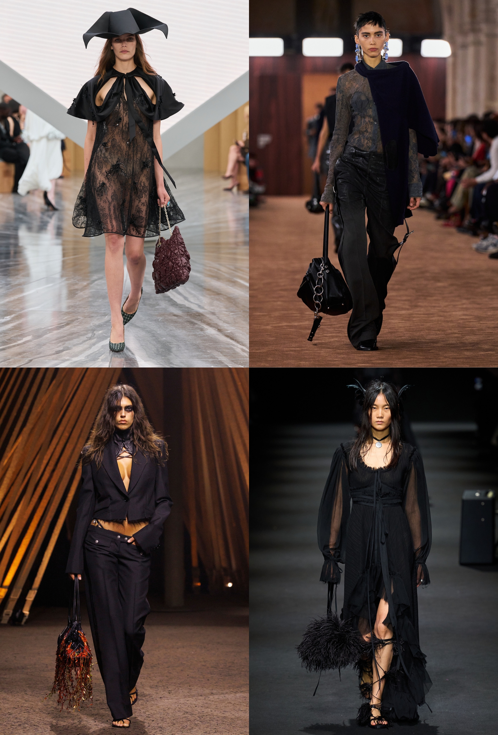 Collage of models from Paris Fashion Week