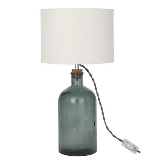 recycled glass bottle lamp with grey wire