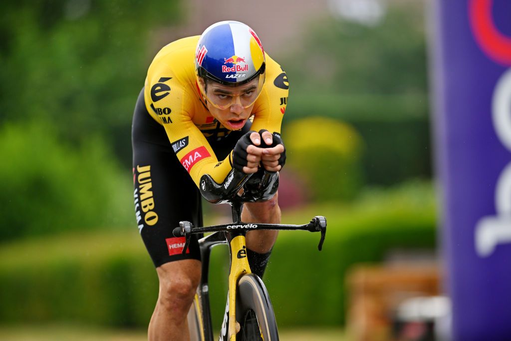 DIEST BELGIUM JUNE 22 Wout Van Aert of Belgium sprints during the 104th National Championships Belgium 2023 Mens Individual Time Trial on June 22 2023 in Diest Belgium Photo by Luc ClaessenGetty Images