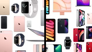 A collage of Apple products