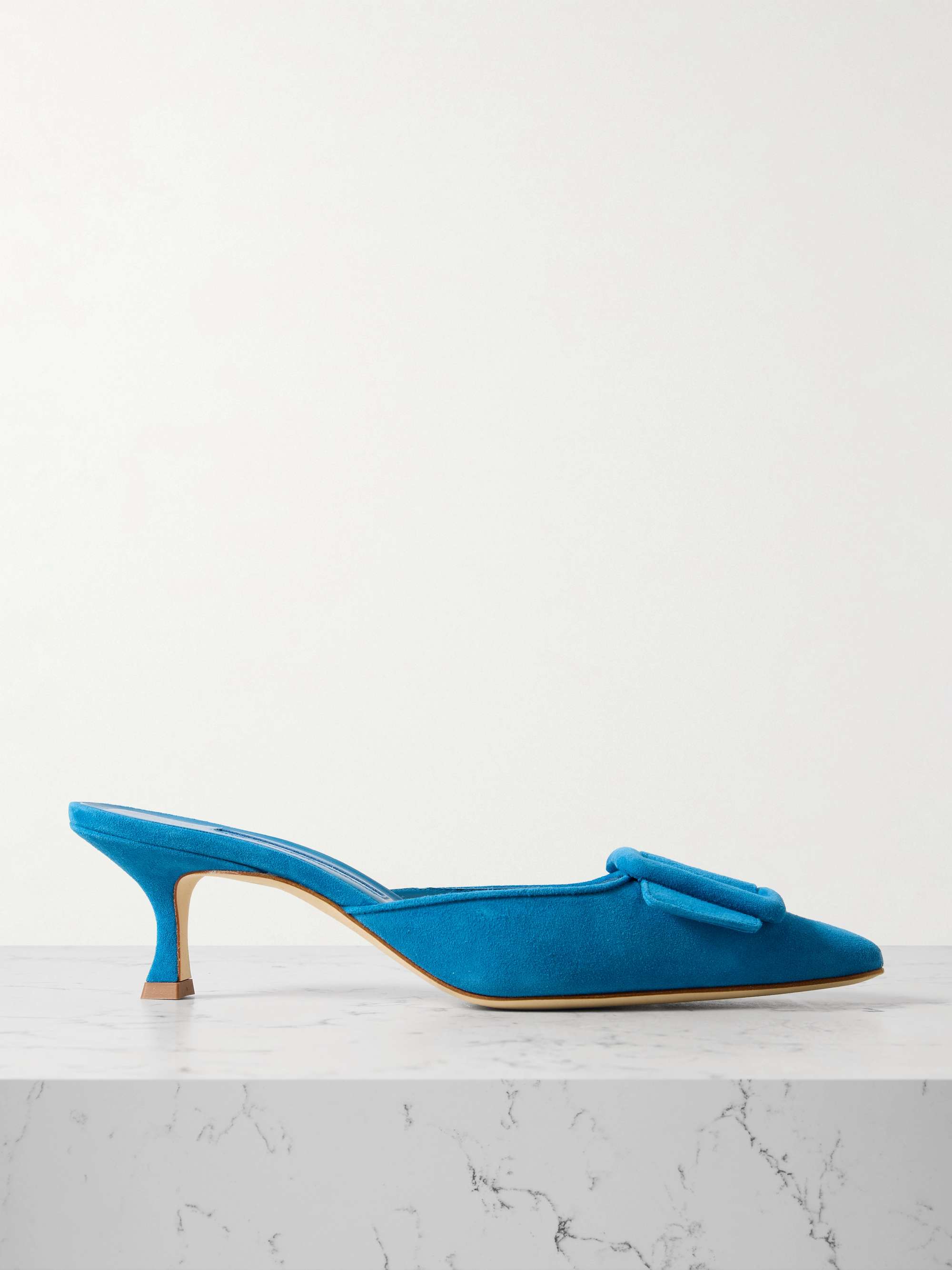 Maysale 50 Buckled Suede Mules