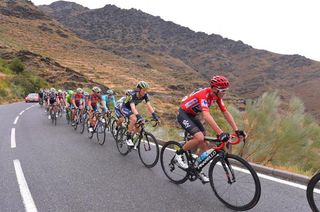 Chris Froome in the pack on stage 11 of the Vuelta a España