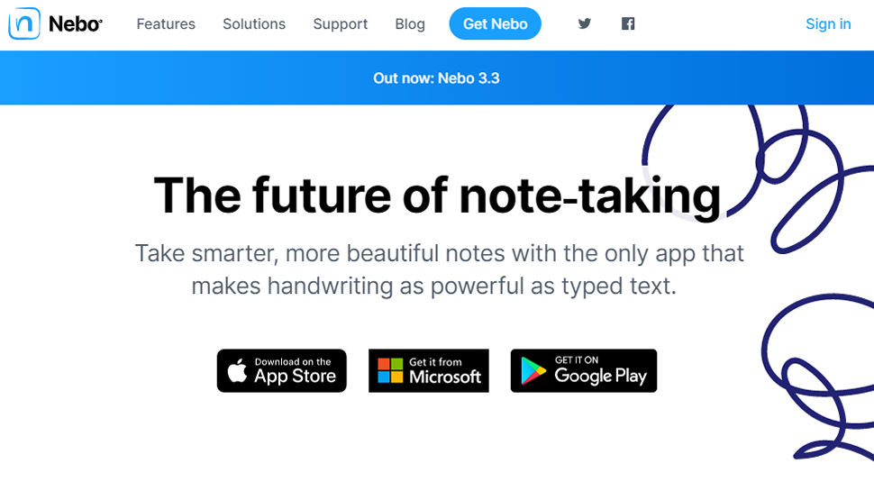 Website screenshot of Nebo