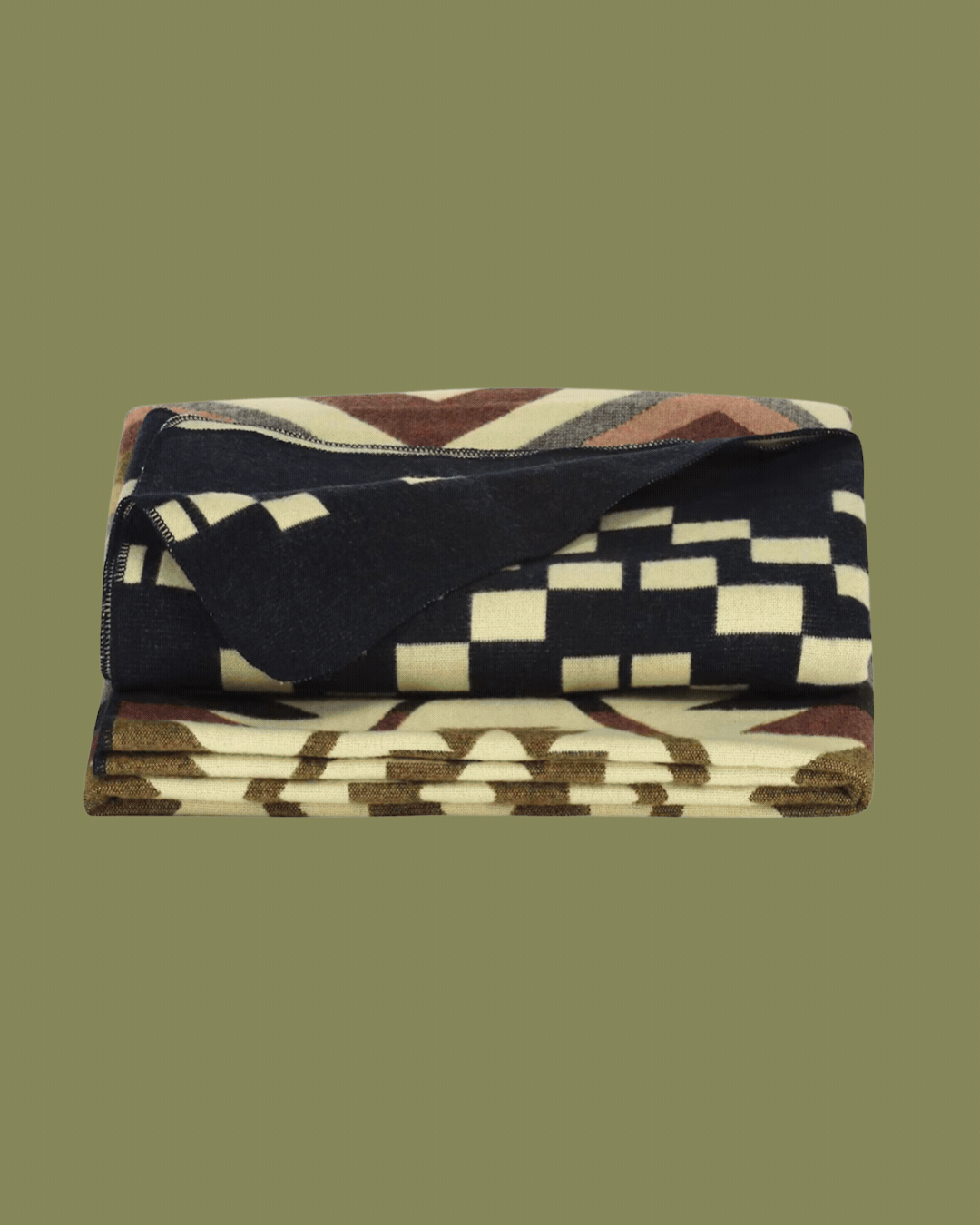 Alpaca Loca Plaid/Throw Native The Adventurer Rusty &amp;mdash; Alpaca Wool in a rotating gif showing it folded, on a chair, and spread out.