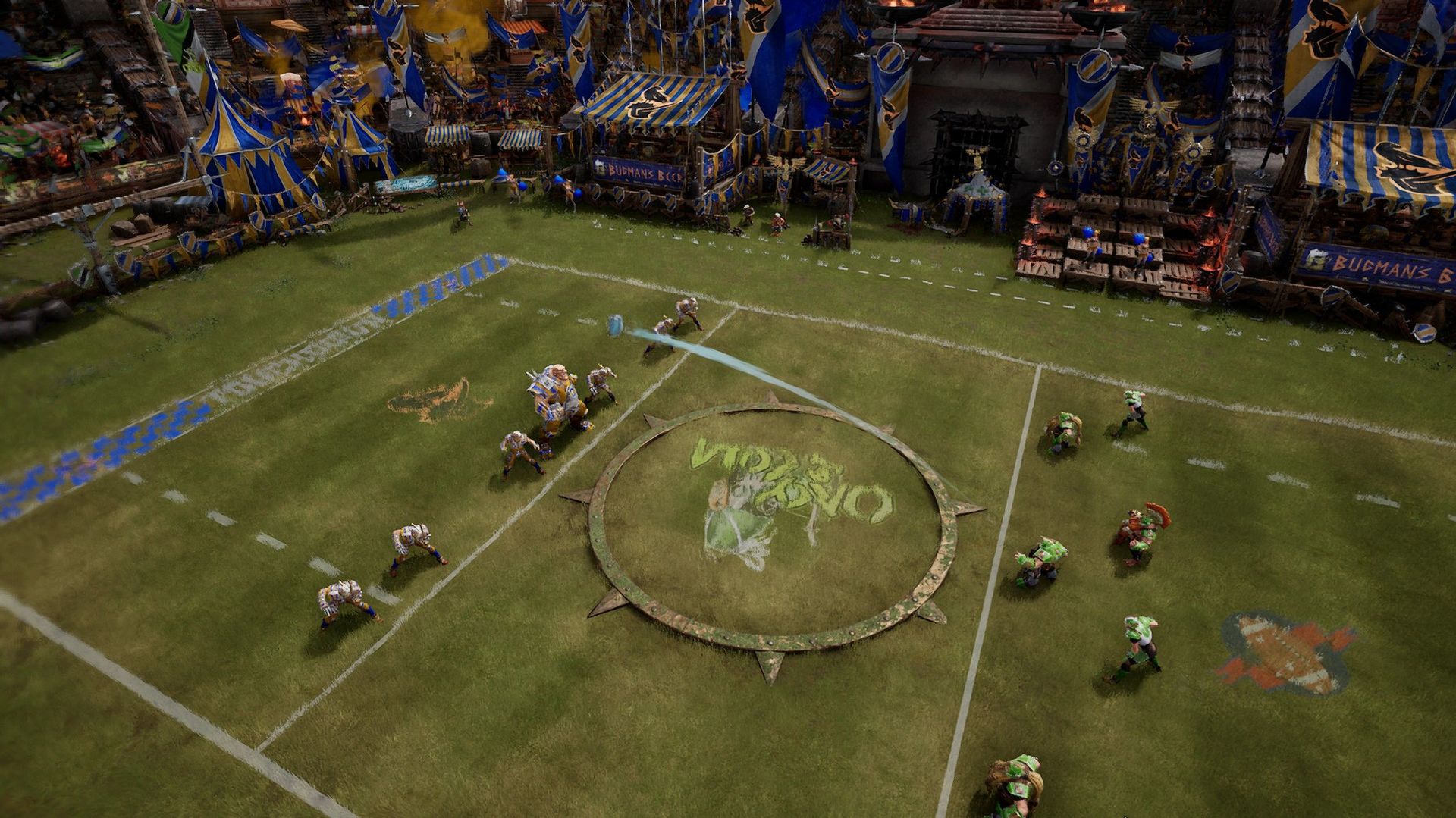 Dwarf players toss the ball to their opponents in Rumble Mode