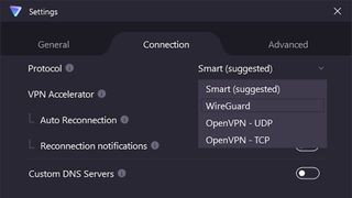 Proton VPN Asetukset-valikko