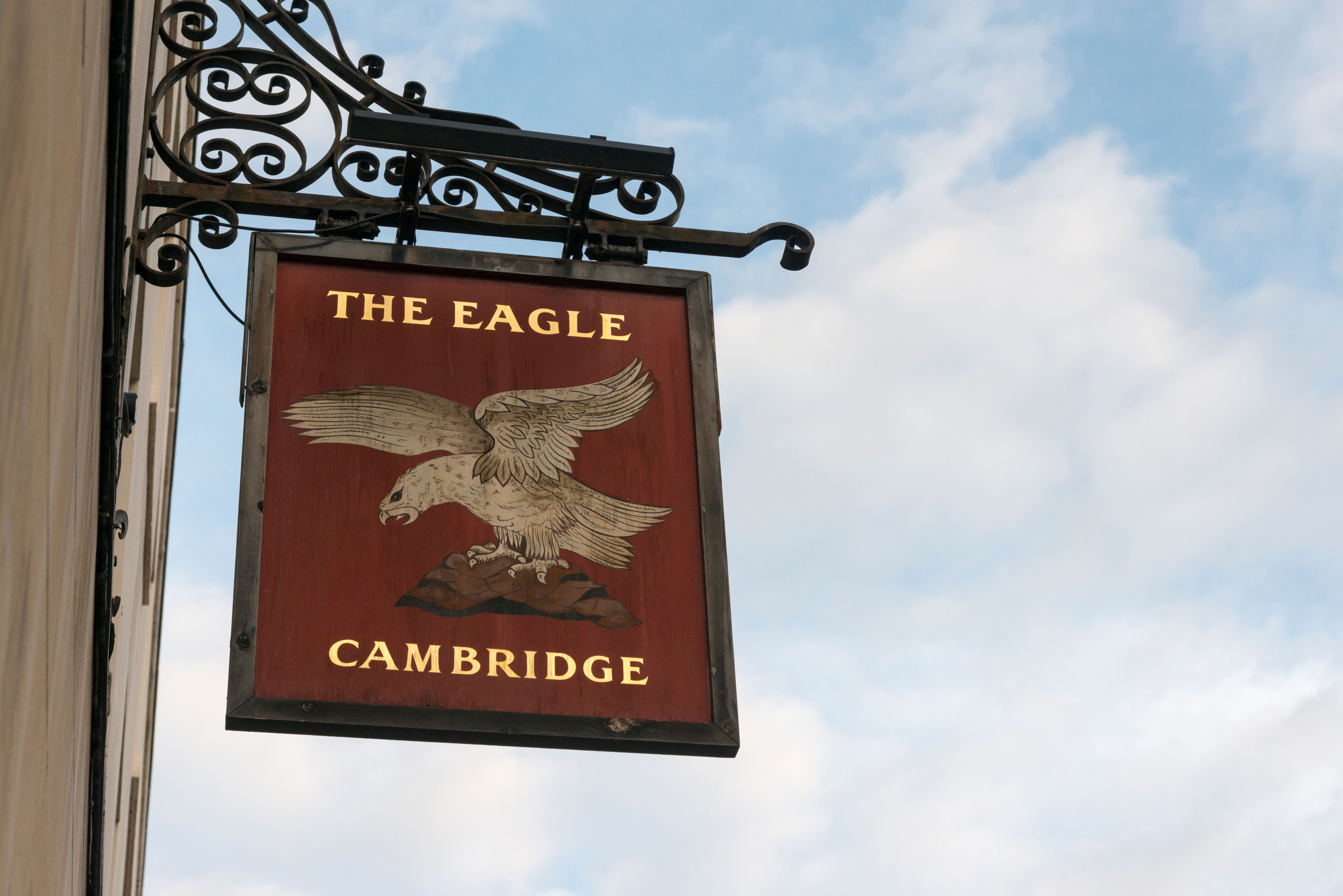 The Eagle pub and pub sign Cambridge UK