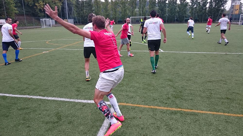 Katusha host their annual team-staff soccer match in Peschiera del Garda, Italy