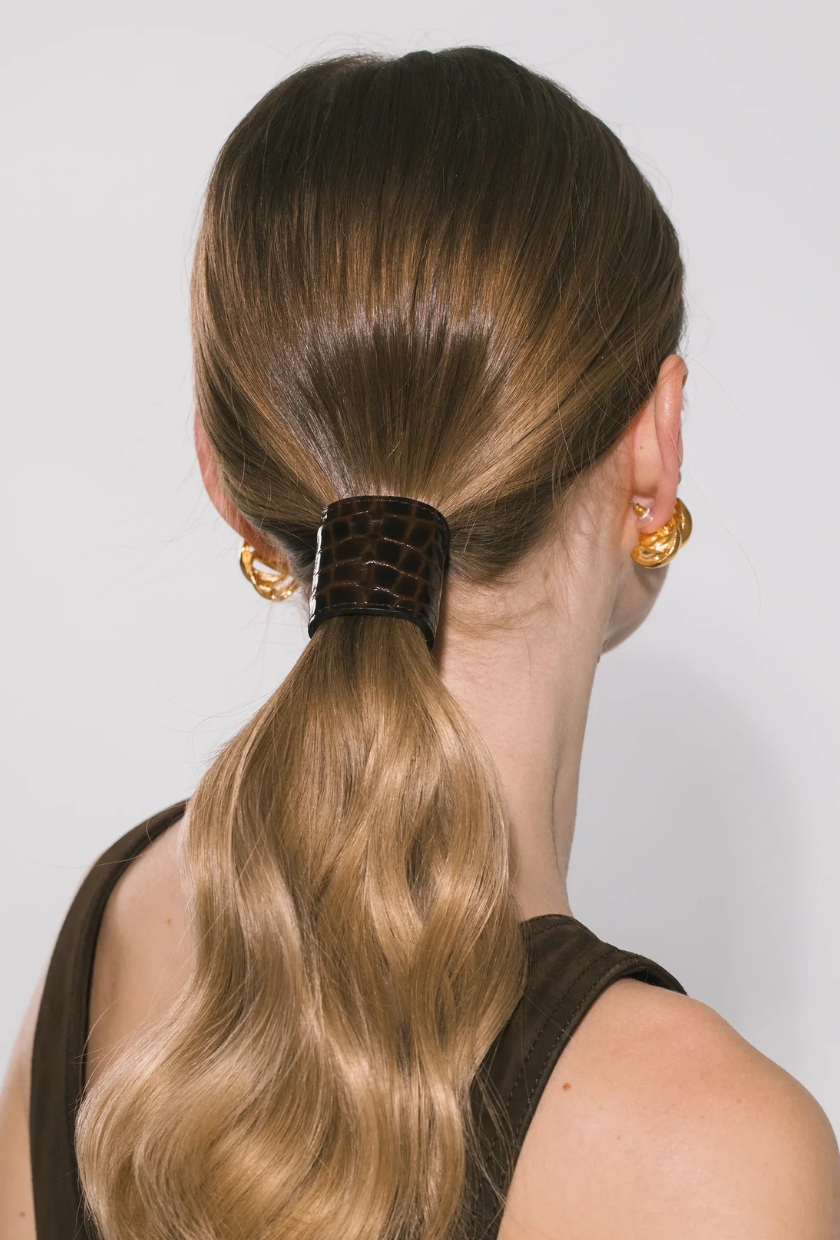 Embossed Leather Ponywrap -- Brown Croc