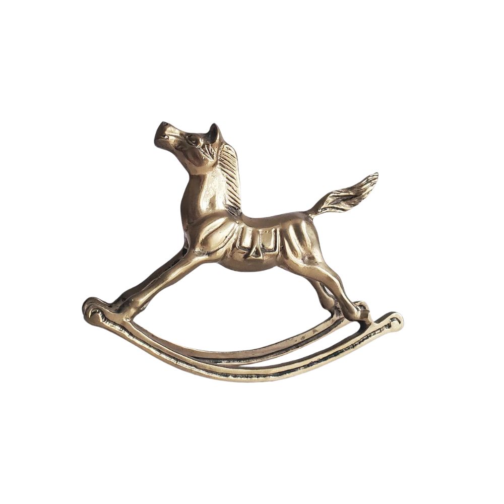 Vintage 1970s Ornate Brass Rocking Horse